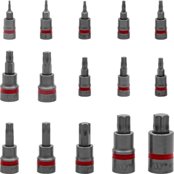 Torx T-Star Bit Socket Set, 15-Piece, SE-V Steel, T6-T70 - Welzh Werkzeug