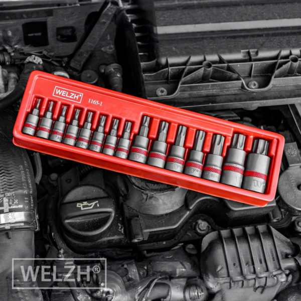Torx T-Star Bit Socket Set, 15-Piece, SE-V Steel, T6-T70 - Welzh Werkzeug