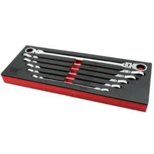 Welzh Werkzeug Extra Long Flexi-Head Double Ring Ratchet Spanner Set 6-Piece, 8-19mm