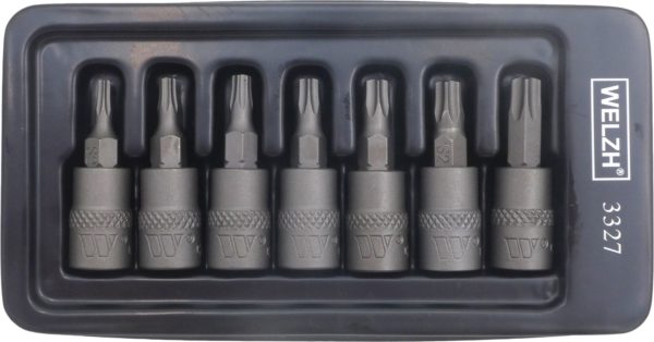 Welzh Werkzeug Torx T-Star Bit Socket Set, 1/4"Drive, 7-Piece, S2 Steel, T10-T40