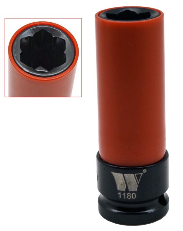Welzh Werkzeug 1/2″ Protective Socket Set For Alloy Wheels, Lok-Typ™, 8-Piece, 15, 17, 19, 21, 22, 24mm + Merc Sockets