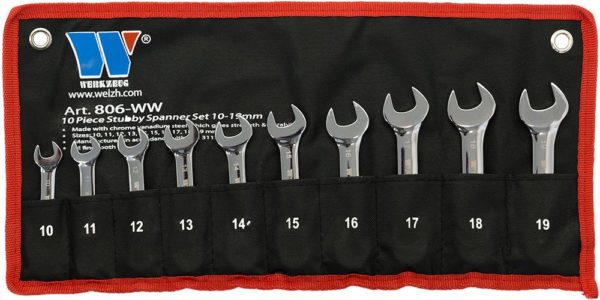 Welzh Werkzeug Stubby Combination Spanner Set 10-Piece, 10-19mm