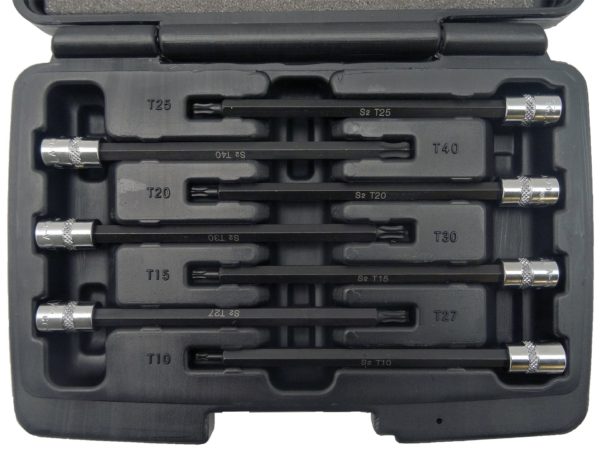 Welzh Werkzeug Torx T-Star Bit Socket Set ,Ball Ended, 1/4"Drive, 7-Piece ,130mm, S2 Steel, T10-T40