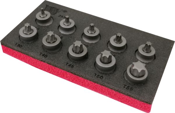 Welzh Werkzeug Torx T-Star Bit Socket Set, Extra Low Profile, Stubby, 3/8"Drive, 10-Piece, S2 Steel, T10-T55