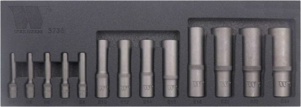 Welzh Werkzeug E-Torx Socket Set, Deep, 13-Piece, S2 Steel, E4-E24