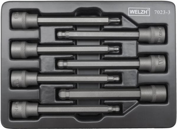 Welzh Werkzeug Extra Long Ball End Hex Bit Socket Set, 3/8"Drive, 110mm, 7-Piece, S2 Steel, HB3-HB10