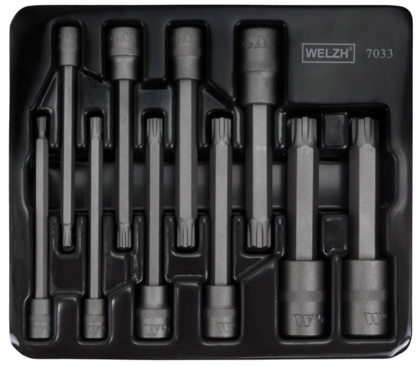 Welzh Werkzeug Extra Long Ribe Bit Socket Set, 110mm, 10-Piece, S2 Steel, RM4-RM14