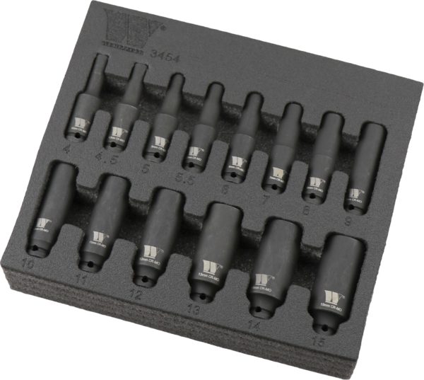 Welzh Werkzeug Deep Impact Socket Set, 1/4"Drive, 14-Piece, 4-15mm
