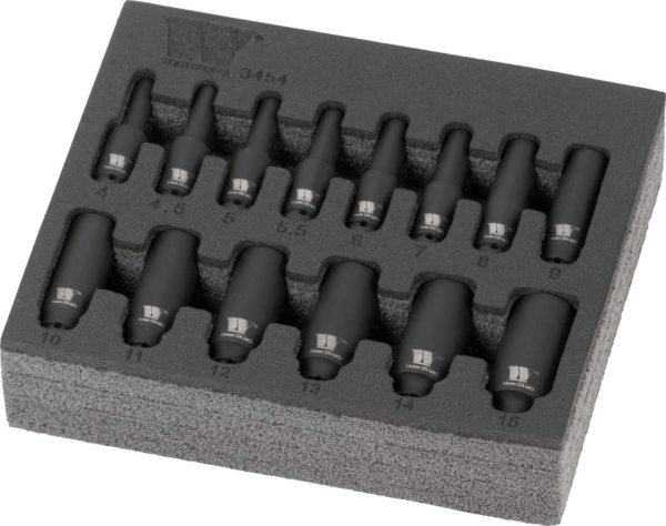 Welzh Werkzeug Deep Impact Socket Set, 1/4"Drive, 14-Piece, 4-15mm
