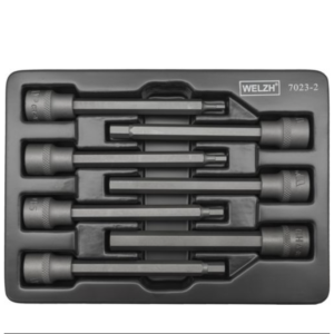 Welzh Werkzeug Extra Long Hex Bit Socket Set, 3/8"Drive, 110mm, 7-Piece, S2 Steel, H3-H10