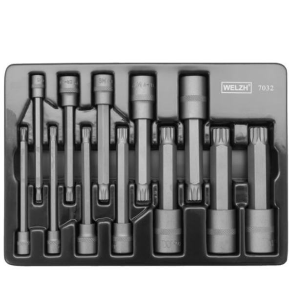 Welzh Werkzeug Extra Long Spline Bit Socket Master Set, 110mm, 12-Piece, S2 Steel, M4-M18