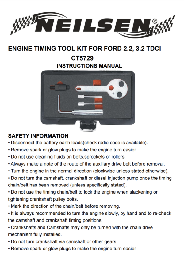 Ford Timing Tool Set 2.2 / 3.2 TDCi Chain Driven Transit Ranger