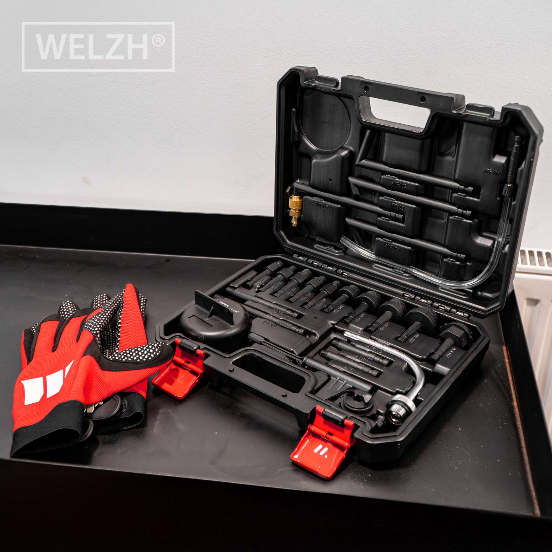 Transmission Oil Filler Tool ATF with 22-Piece Adapter Set 8ltr - Welzh Werkzeug Transmission Oil Filler Tool ATF with 22-Piece Adapter Set 8ltr - Welzh Werkzeug