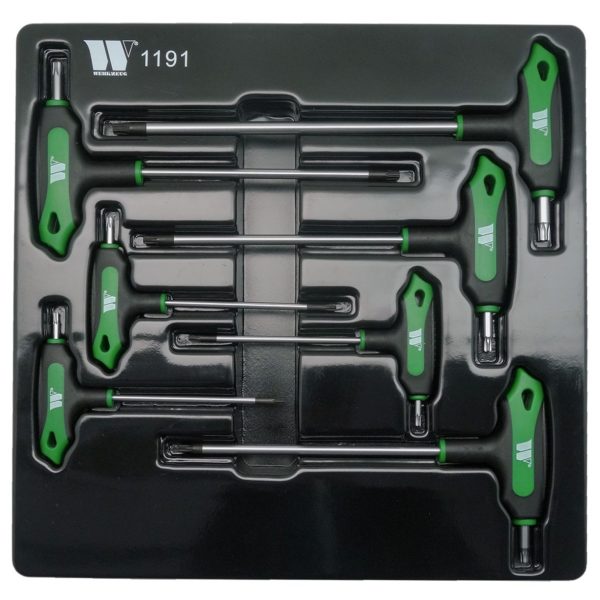 T Handle Torx T-Star & Tamper Key Wrench Set 7-Piece T10-T40 S2 Steel - Welzh Werkeug