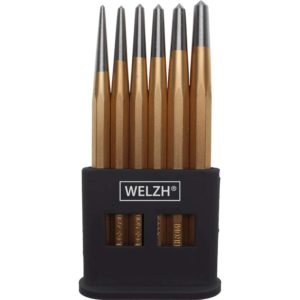 Centre Punch Set 6-Piece 150mm, 3, 4, 5, 6, 7, 8mm Hardened Cr-V - Welzh Werkzeug