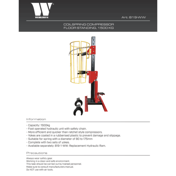 Coil Spring Compressor Station 1500kg 2 Sets of Yokes - Welzh Werkzeug
