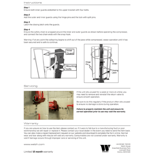Coil Spring Compressor Station 1500kg 2 Sets of Yokes - Welzh Werkzeug