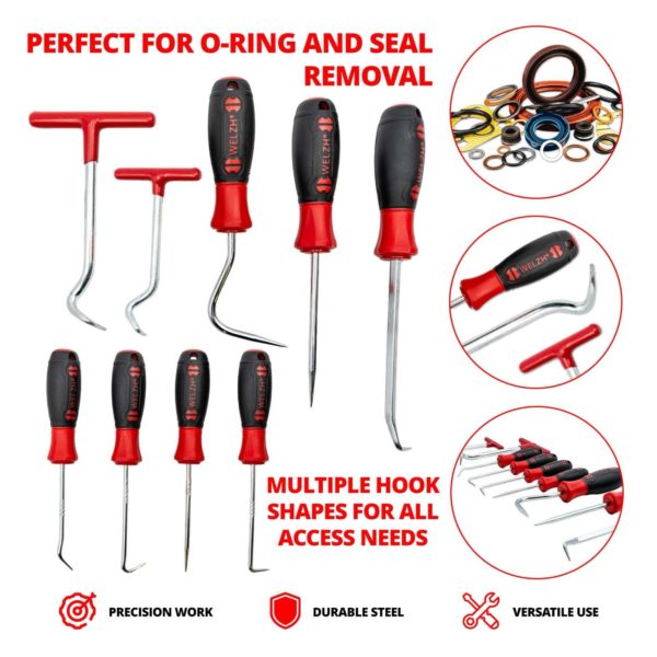 Pick and Hook Set 9-Piece O-Ring and Seal Removal Kit - Welzh Werkzeug