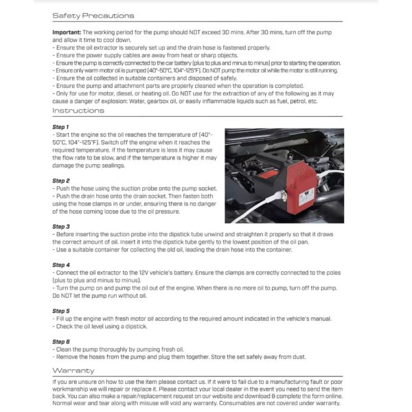 Diesel Oil Change Extraction Transfer Pump 12-Volt - Welzh Werkzeug