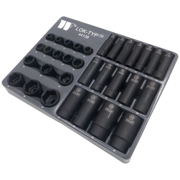 Impact Socket Set Deep & Shallow 1/2'Dr Lok Typ 10-32mm - Welzh Werkzeug