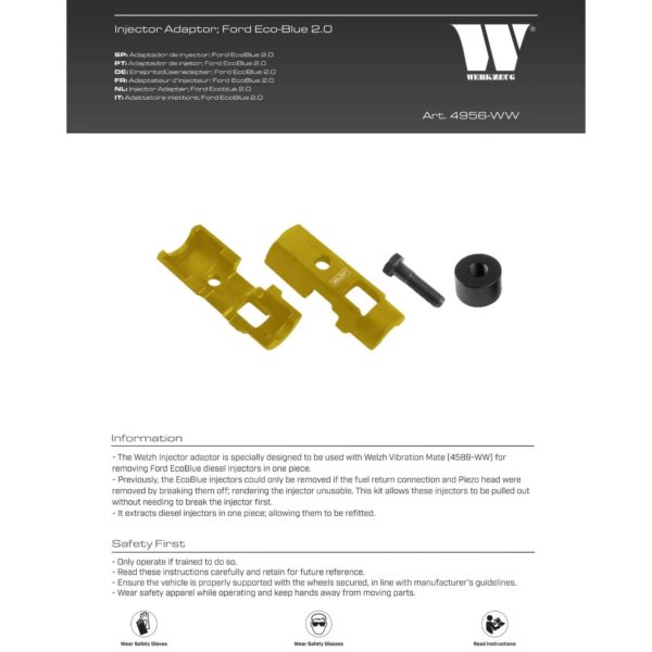 Air Injector Tool Adapter for Ford 2.0 Eco Blue Injectors - Welzh Werkzeug