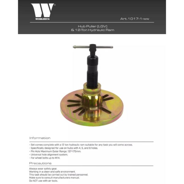 Hydraulic Hub Puller Removal Tool LGV 225mm 12-Ton - Welzh Werkzeug