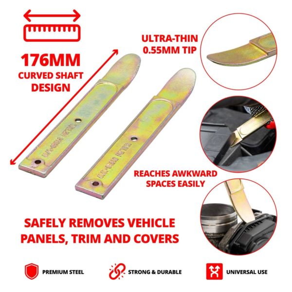 Trim Removal Tools Curved Metal Wedge Pry Tool 2-Piece Set - Welzh Werkzeug