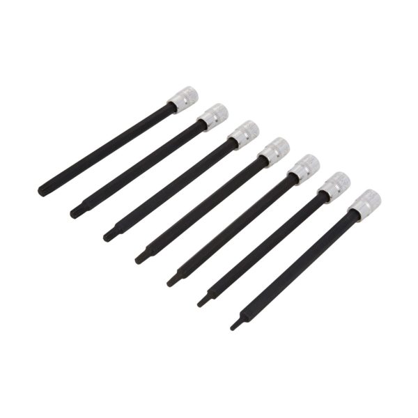 Torx T-Star Bit Socket Set Extra Long Impact 1/4' 7-Piece 130mm T10-T40 - BlueSpot