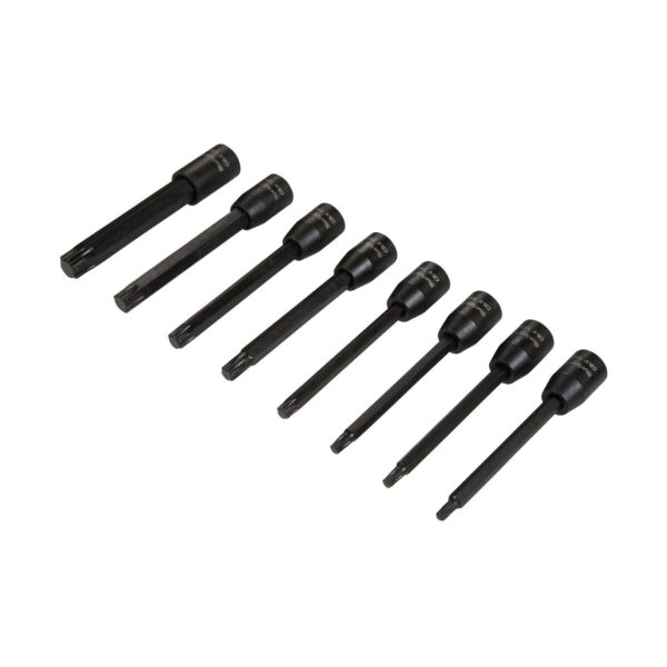 Torx T-Star Bit Socket Set Extra Long Impact 3/8' 8-Piece 110mm T25-T60 - BlueSpot