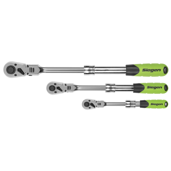 Siegen Extendable Flexi-Head Ratchet Wrench Set 3pc