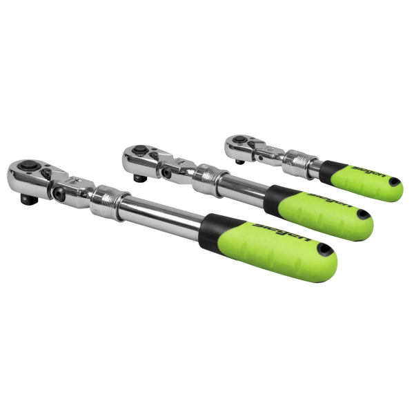 Siegen Extendable Flexi-Head Ratchet Wrench Set 3pc