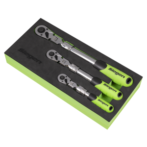 Siegen Extendable Flexi-Head Ratchet Wrench Set 3pc