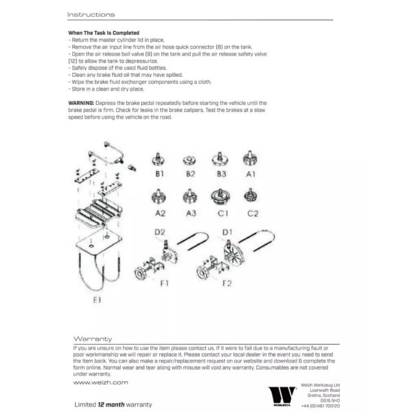 Professional Air Brake Bleeder And Adapter Set - Welzh Werkzeug