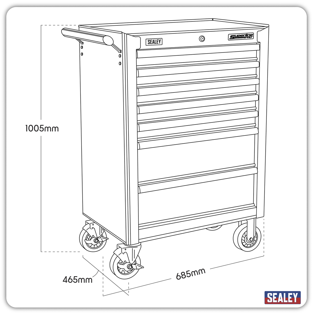 Sealey AP26479TB Superline PRO® Rollcab 7 Drawer - Black Sealey AP26479TB Superline PRO® Rollcab 7 Drawer - Black
