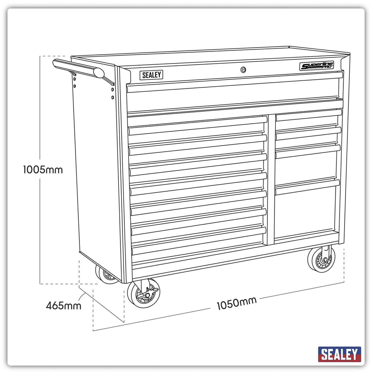 Sealey AP41120B Superline PRO® Heavy-Duty Rollcab 12 Drawer - Black Sealey AP41120B Superline PRO® Heavy-Duty Rollcab 12 Drawer - Black