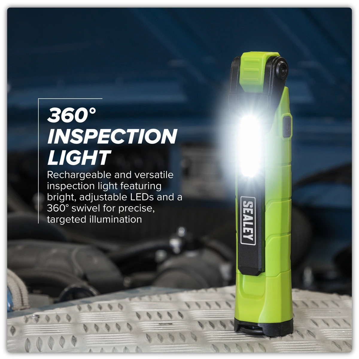 Sealey Rechargeable Work Light 360° 10W & 2 x 4W SMD LED Green LED3605G Sealey Rechargeable Work Light 360° 10W & 2 x 4W SMD LED Green LED3605G