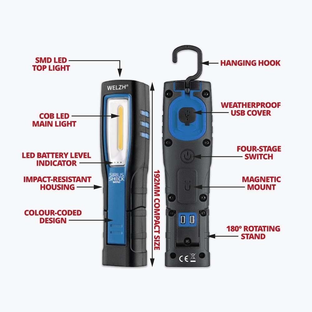 Rechargeable COB Work Light Inspection Lamp 600 Lumens Magnetic- Welzh Werkzeug Rechargeable COB Work Light Inspection Lamp 600 Lumens Magnetic- Welzh Werkzeug