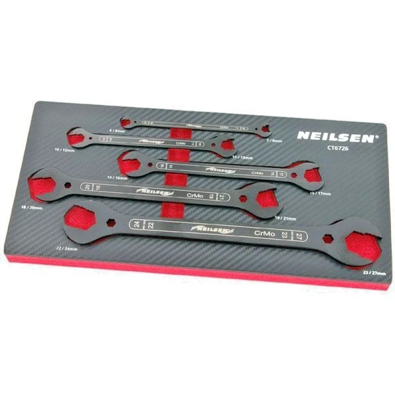 Spanner Wrench Set Extra Thin Open Ended 4 In 1 6-27mm - Neilsen Spanner Wrench Set Extra Thin Open Ended 4 In 1 6-27mm - Neilsen