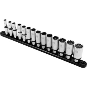 Multi Lock Deep Socket Set Chrome 3/8'DR 14-Piece 8-21mm - Welzh Werkzeug Multi Lock Deep Socket Set Chrome 3/8'DR 14-Piece 8-21mm - Welzh Werkzeug
