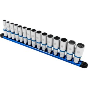 Deep 12-Point Socket Set Chrome 1/2'DR 15-Piece 10-24mm - Welzh Werkzeug Deep 12-Point Socket Set Chrome 1/2'DR 15-Piece 10-24mm - Welzh Werkzeug