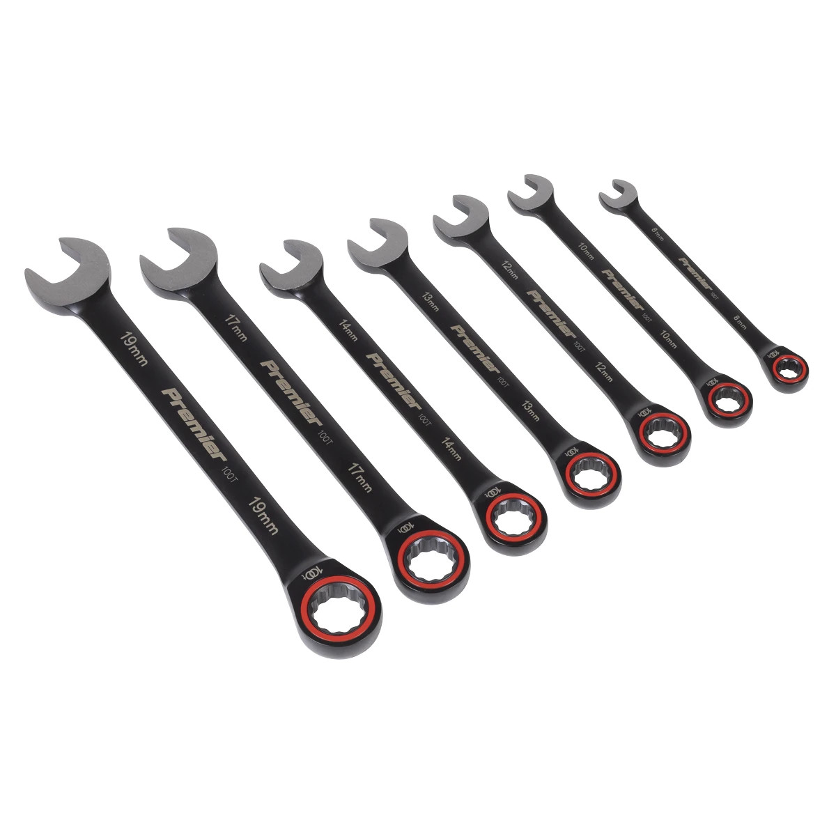 Sealey Premier Black Combination Ratchet Spanner Wrench Set 7pc 8-19mm AK63941B Sealey Premier Black Combination Ratchet Spanner Wrench Set 7pc 8-19mm AK63941B