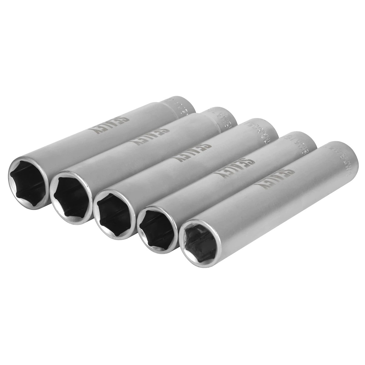 Sealey Extra Deep Socket Set 1/2”Sq Drive 5pc 120mm 15-19mm SX1519 Sealey Extra Deep Socket Set 1/2”Sq Drive 5pc 120mm 15-19mm SX1519