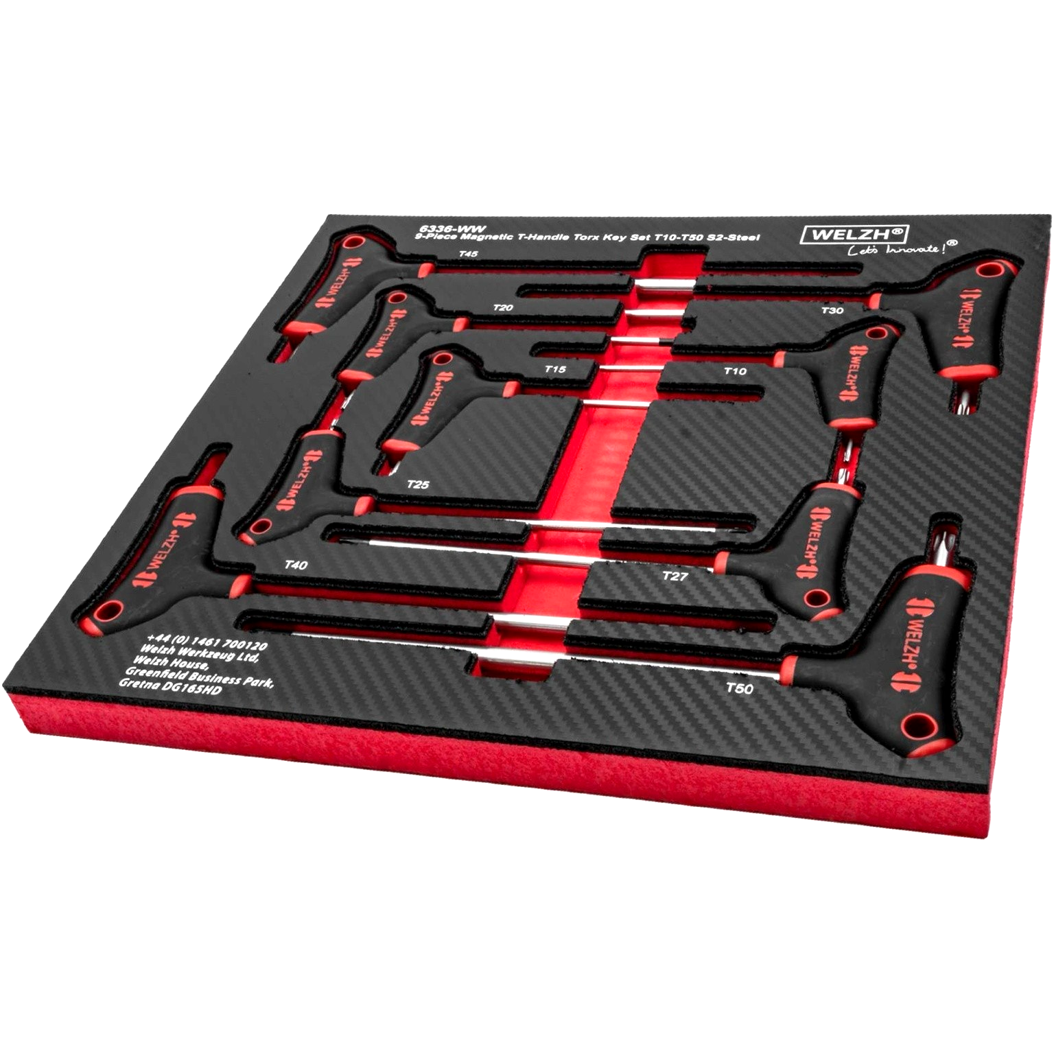 T-Handle Torx T Star Key Wrench Set T10-T50 9-Piece S2-Steel - Welzh Werkzeug T-Handle Torx T Star Key Wrench Set T10-T50 9-Piece S2-Steel - Welzh Werkzeug