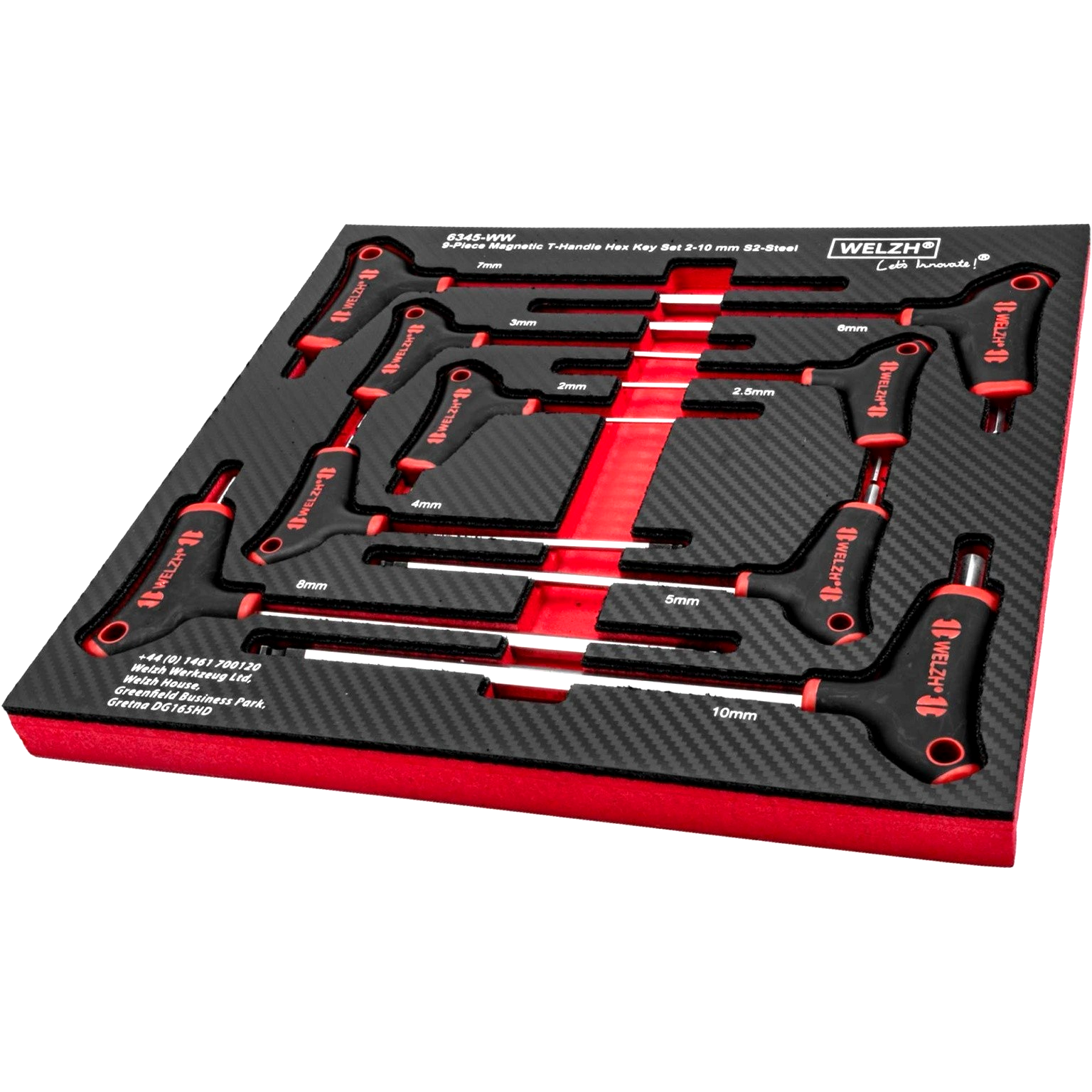 T-Handle Ball Hex Allen Key Wrench Set 2-10mm 9-Piece S2-Steel - Welzh Werkzeug T-Handle Ball Hex Allen Key Wrench Set 2-10mm 9-Piece S2-Steel - Welzh Werkzeug