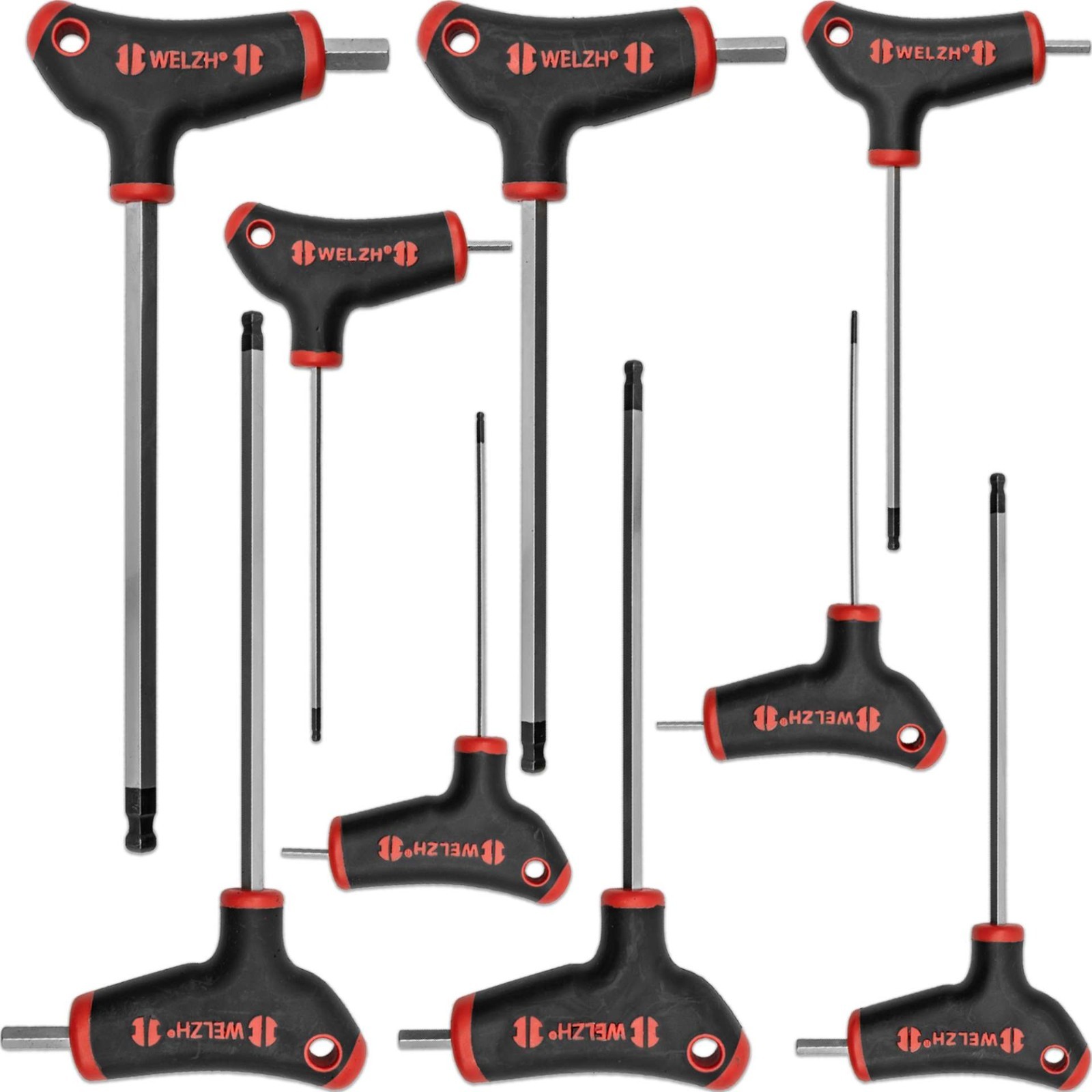T-Handle Ball Hex Allen Key Wrench Set 2-10mm 9-Piece S2-Steel - Welzh Werkzeug T-Handle Ball Hex Allen Key Wrench Set 2-10mm 9-Piece S2-Steel - Welzh Werkzeug