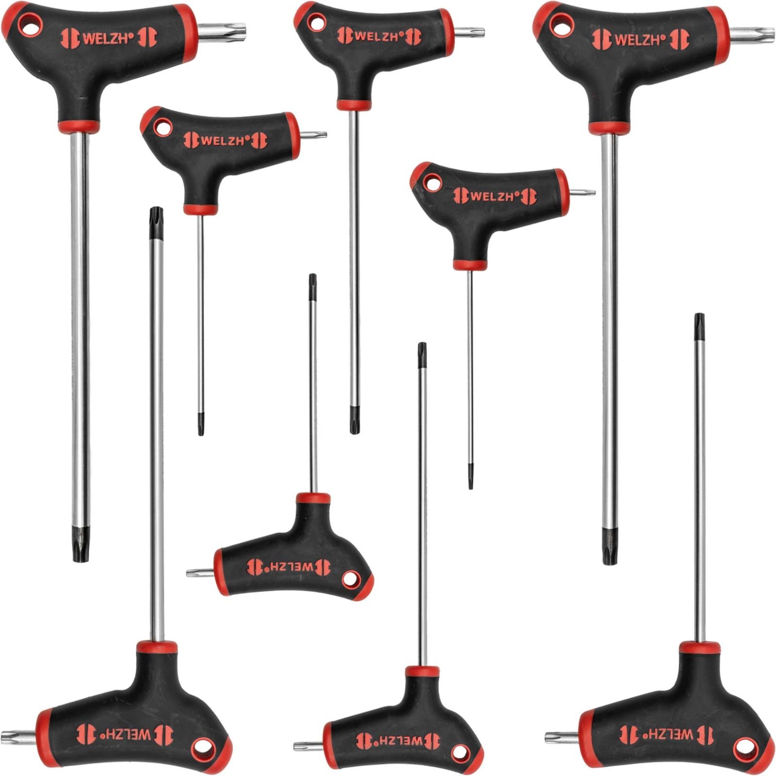 T-Handle Torx T Star Key Wrench Set T10-T50 9-Piece S2-Steel - Welzh Werkzeug T-Handle Torx T Star Key Wrench Set T10-T50 9-Piece S2-Steel - Welzh Werkzeug