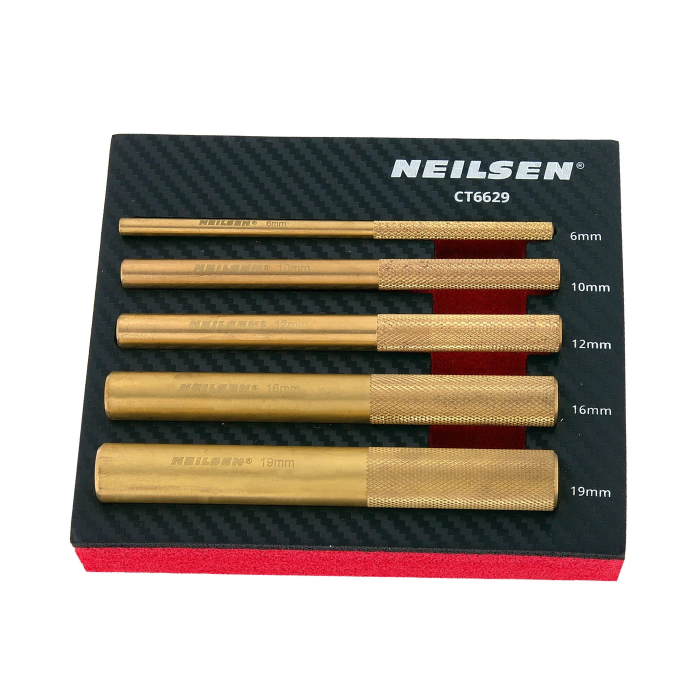Brass Punch Set Non Sparking 5-Piece 145mm Long 6-19mm - Neilsen Brass Punch Set Non Sparking 5-Piece 145mm Long 6-19mm - Neilsen