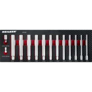 Extra Deep Long Socket Set 3/8' 120mm Long 8-19mm CRV Steel - Neilsen Extra Deep Long Socket Set 3/8' 120mm Long 8-19mm CRV Steel - Neilsen