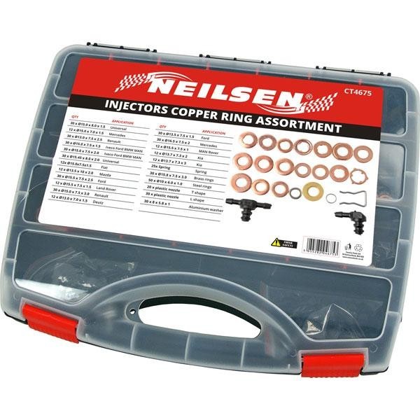Injector Copper Washer Ring Set Diesel Sealing Ring Assortment 466-Piece - Neilsen Injector Copper Washer Ring Set Diesel Sealing Ring Assortment 466-Piece - Neilsen