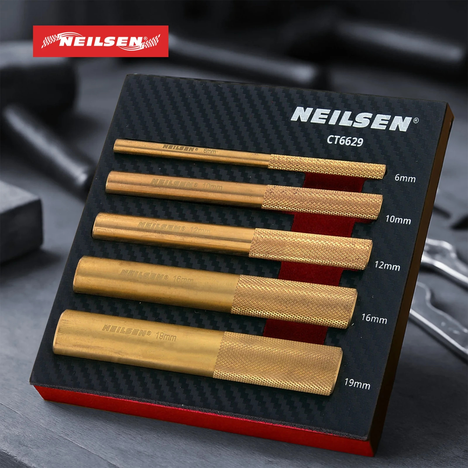Brass Punch Set Non Sparking 5-Piece 145mm Long 6-19mm - Neilsen Brass Punch Set Non Sparking 5-Piece 145mm Long 6-19mm - Neilsen